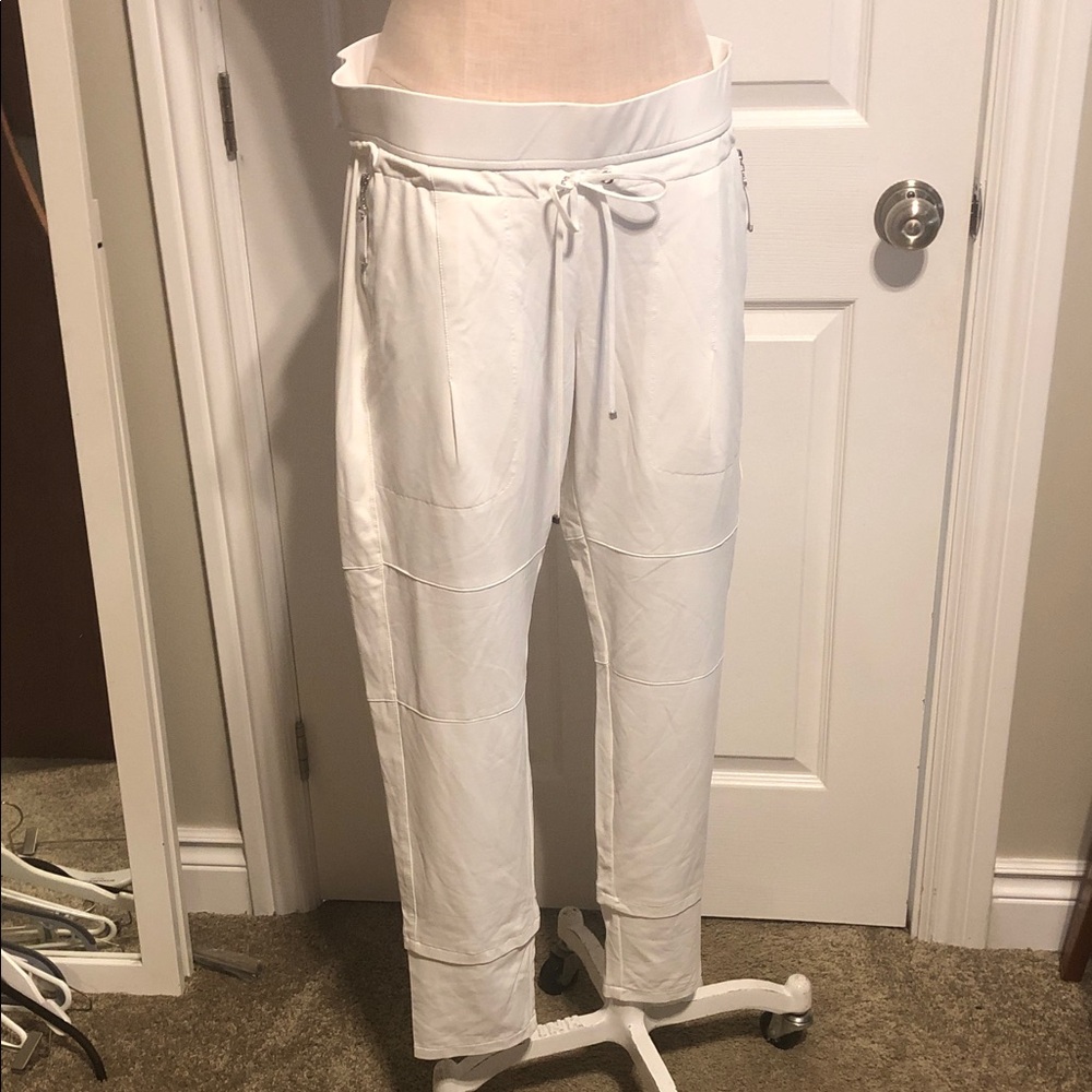 Women's White Drawstring Pants Raffello Rossi - Picture 4 of 6
